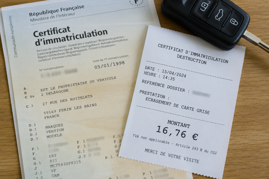 Combien coute un écrasement de carte grise
